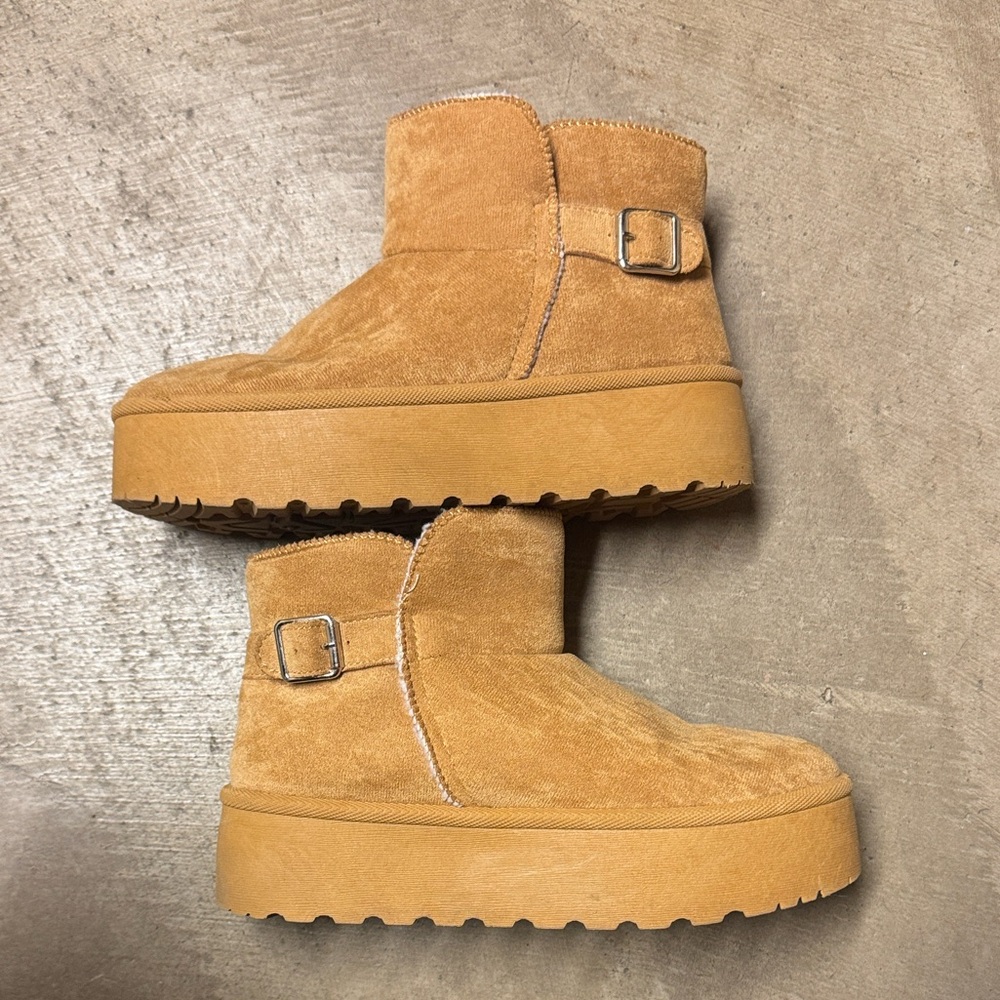 Platform Tan Suede Boots